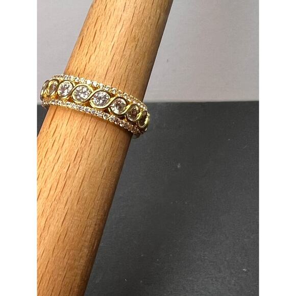 CZ gold over Sterling eternity band mens ring size 11 - Picture 11 of 11